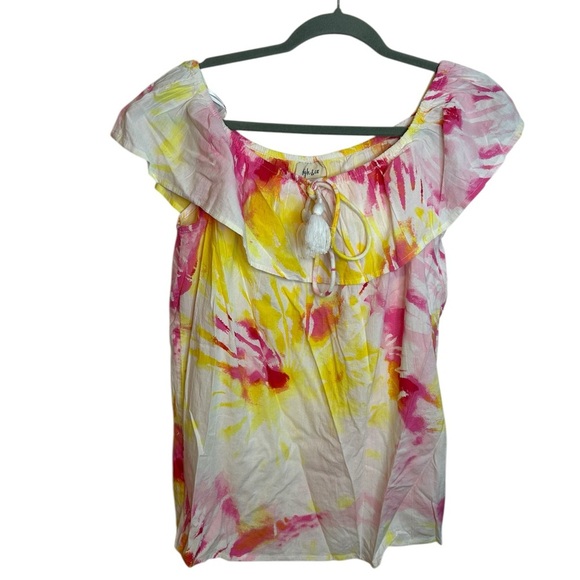 Nwt Style & Co Tie Dye Ruffle Blouse - Picture 1 of 4